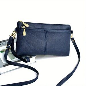 Fashion Crossbody Bag For Women, Double Zipper Clutch Purse, Square Wrist Wallet